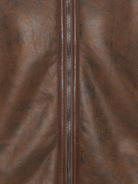 Коричневая укороченная дубленка из эко-меха, 6