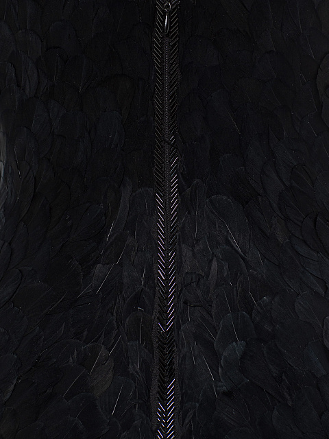 Черное платье-макси из перьев, 6