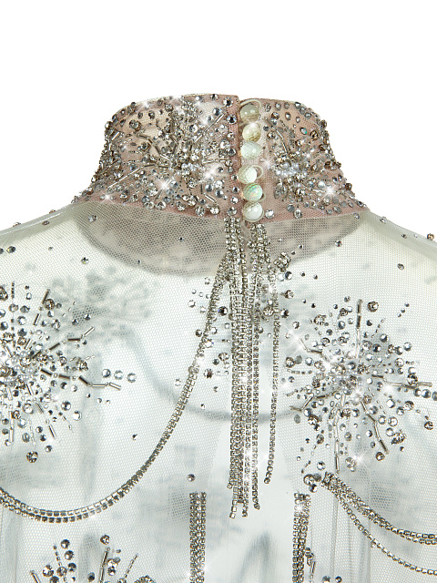 Бежевое платье-макси со стразами, 5