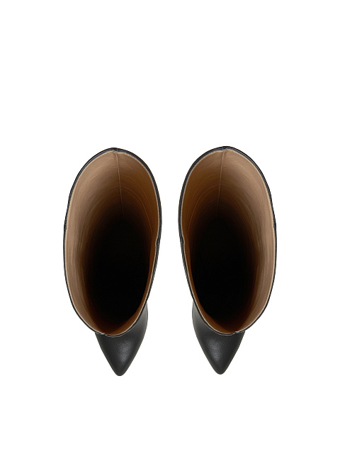 Темно-серые кожаные сапоги на высоком каблуке, 4