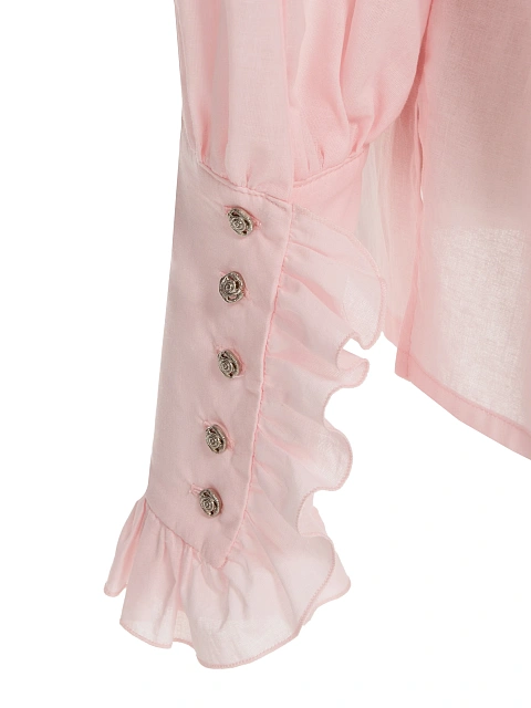 Светло-розовая блузка из хлопка с рюшами, 5 Светло-розовая блузка из хлопка с рюшами, 5
