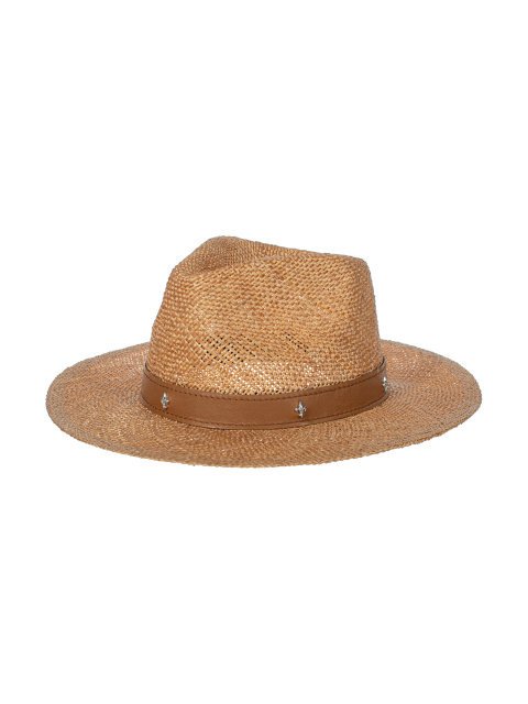 Соломенная шляпа с отделкой из коричневой кожи и лилиями, 1