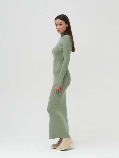 Зеленое трикотажное платье-макси, 5