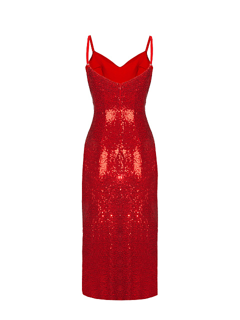 Красное платье-миди в пайетках, 2