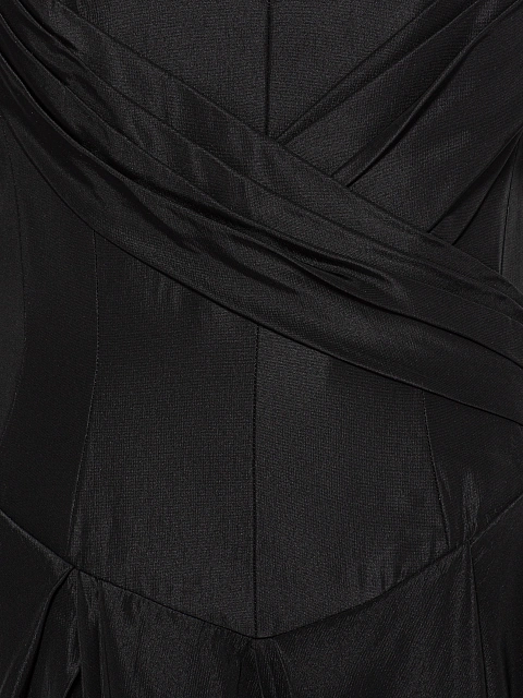 Черное платье-макси из тафты с открытыми плечами и кружевом, 4