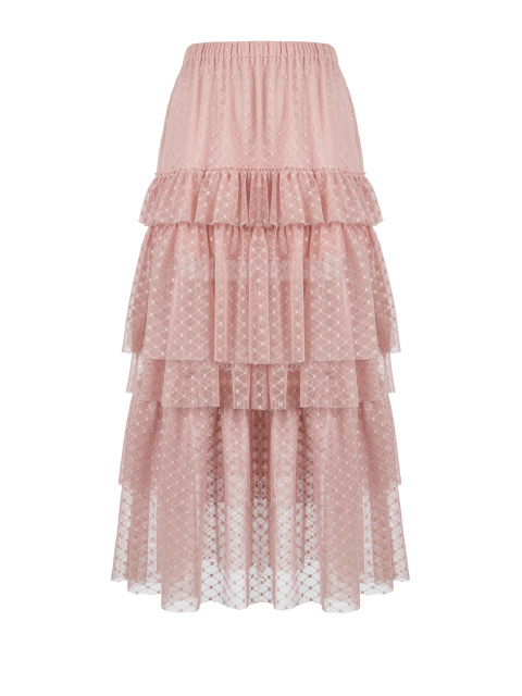 Розовая кружевная юбка-миди, 1
