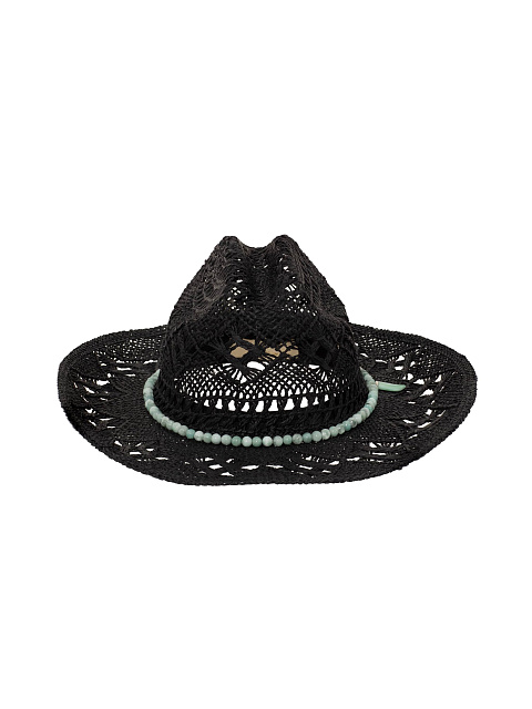 Черная соломенная шляпа с амазонитом, 2