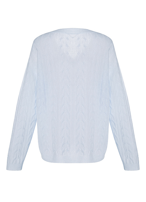 Голубой кашемировый пуловер с косами, 2