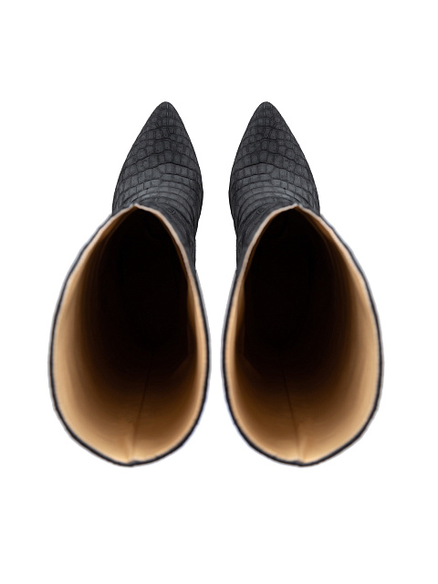 Черные сапоги из крокодиловой кожи на высоком каблуке, 4