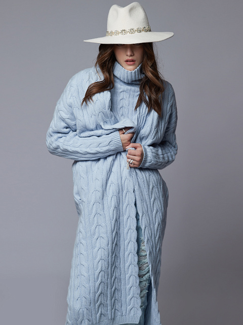 Голубое вязаное кашемировое пальто, 3 Голубое вязаное кашемировое пальто, 3