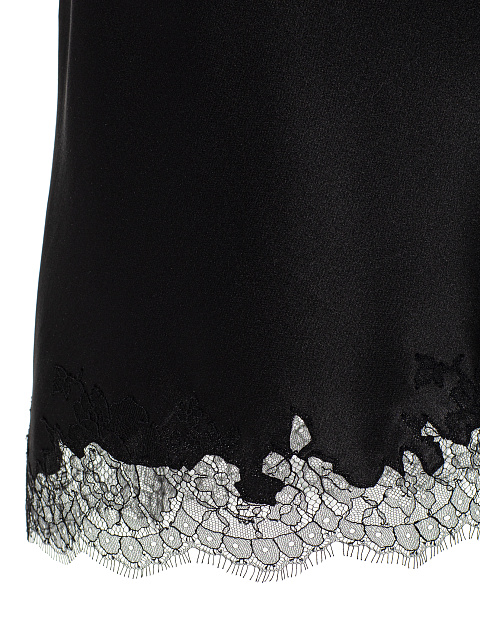 Черное платье-миди из шифона с кружевом и воланами, 5