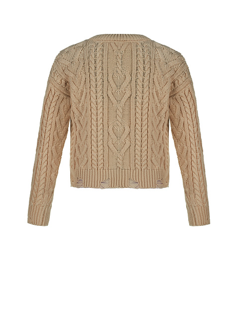 Детский светло-коричневый хлопковый свитер с косами, 2