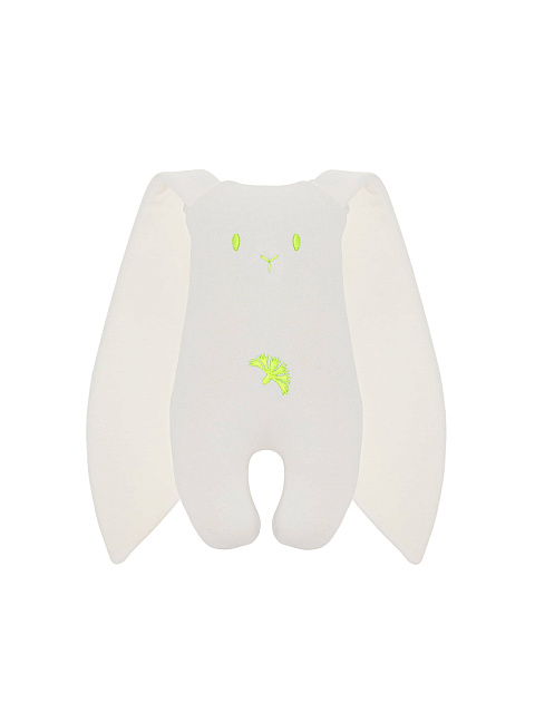 Игрушка "Заяц" белая с салатовой вышивкой, 1