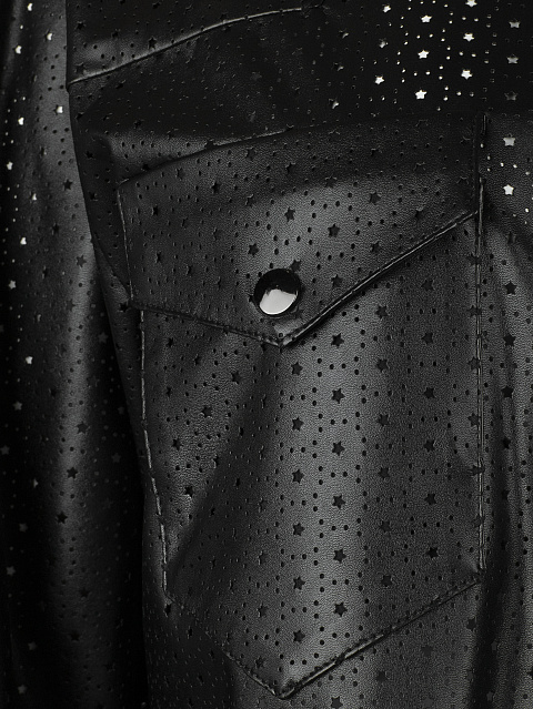 Черная рубашка из эко-кожи с перфорацией, 3