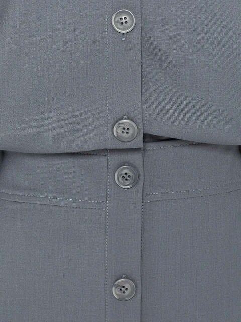 Серое платье-мини с карманами и поясом, 3