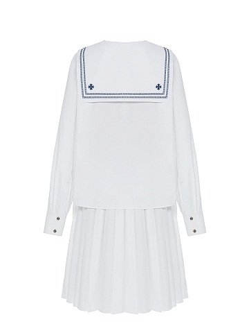 Белый комплект из юбки-миди и укороченной рубашки, 2