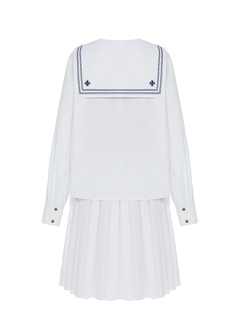 Белый комплект из юбки-миди и укороченной рубашки, 2