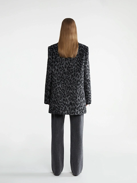 Серое полупальто с леопардовым принтом, 5 Серое полупальто с леопардовым принтом, 5