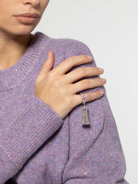 Кольцо-кисть из белого золота с эмалью цвета сакуры, 2 Кольцо-кисть из белого золота с эмалью цвета сакуры, 2