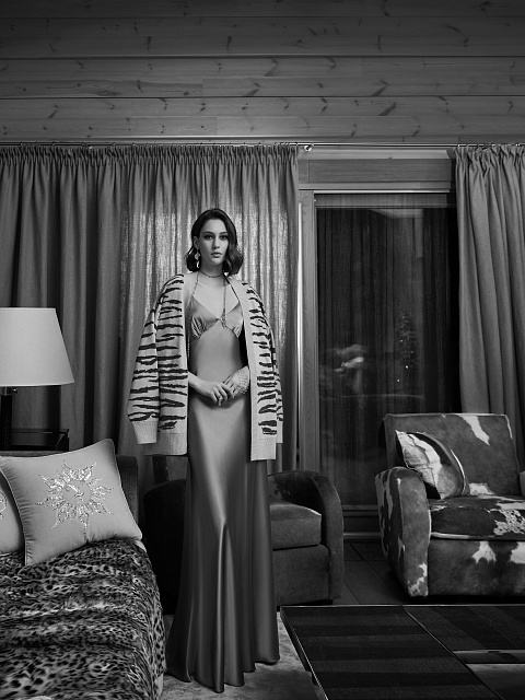 Бежевый кашемировый кардиган с тигровым принтом, 7 Бежевый кашемировый кардиган с тигровым принтом, 7