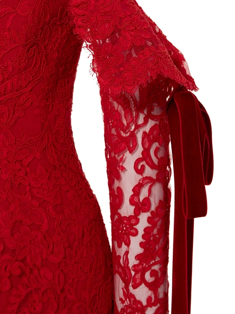 Красное платье-мини из кордового кружева, 3 Красное платье-мини из кордового кружева, 3