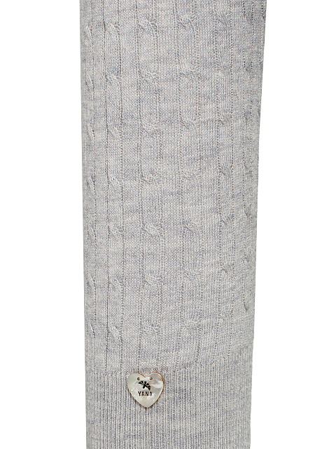 Серый пуловер из кашемира с V-вырезом и косами, 3