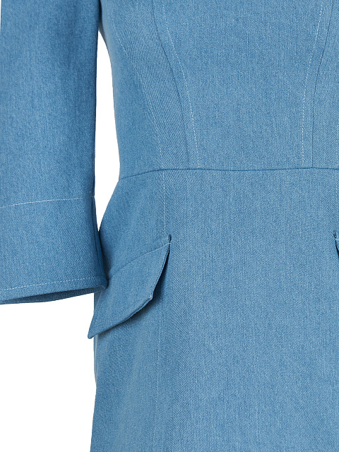 Голубое платье-мини из денима с фигурным низом, 3