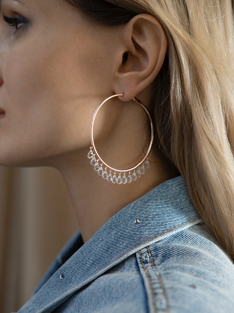 Хупсы из розового золота и горного хрусталя, 2 Хупсы из розового золота и горного хрусталя, 2