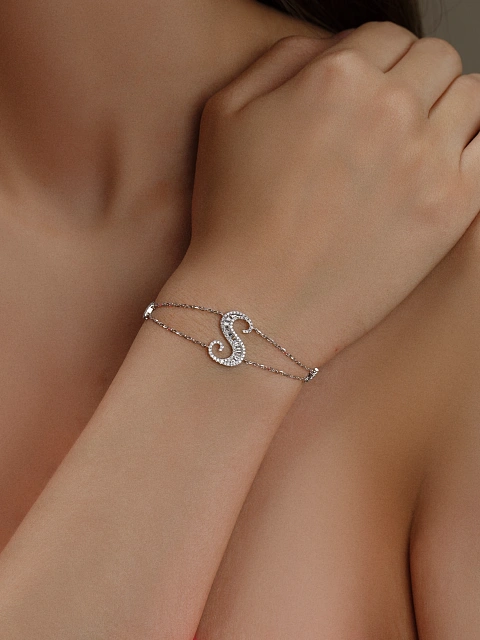 Браслет "S" из белого золота с бриллиантами, 2