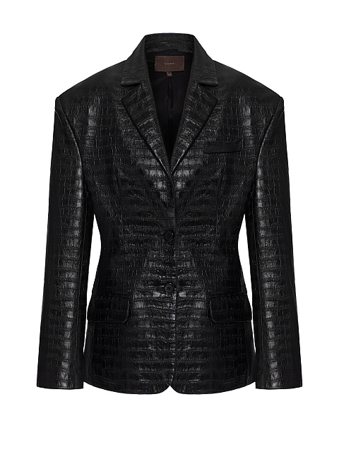 Черный жакет из кожи, 1 Черный жакет из кожи, 1