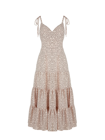 Персиковый сарафан из вискозы с цветочным принтом, 1