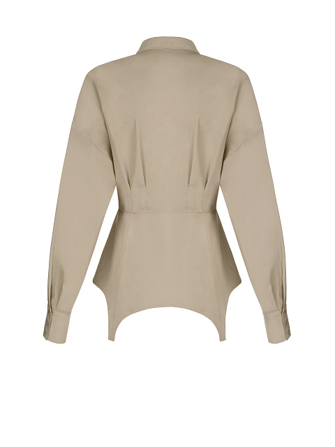 Бежевая хлопковая рубашка с баской, 2