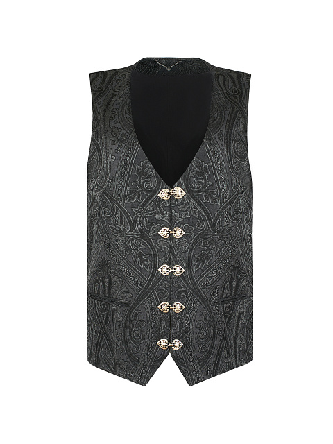 Черный жаккардовый жилет с люрексом, 1 Черный жаккардовый жилет с люрексом, 1