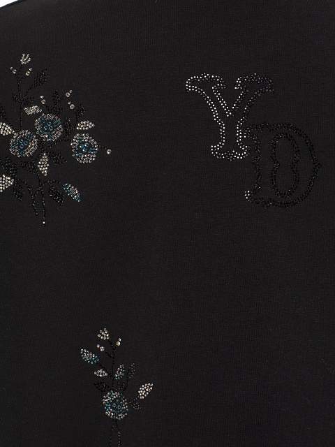 Черный хлопковый лонгслив со стразами, 4