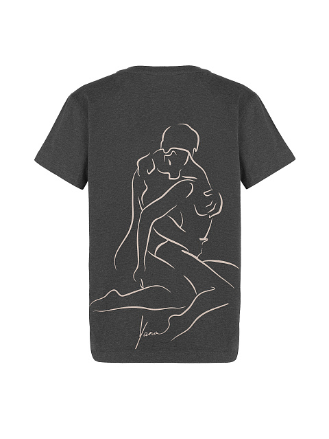 Хлопковая серая футболка с принтом №8 на спине, 1