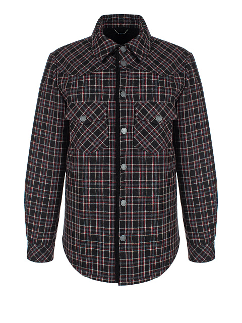 Черная куртка в клетку с подкладом из овчины, 1