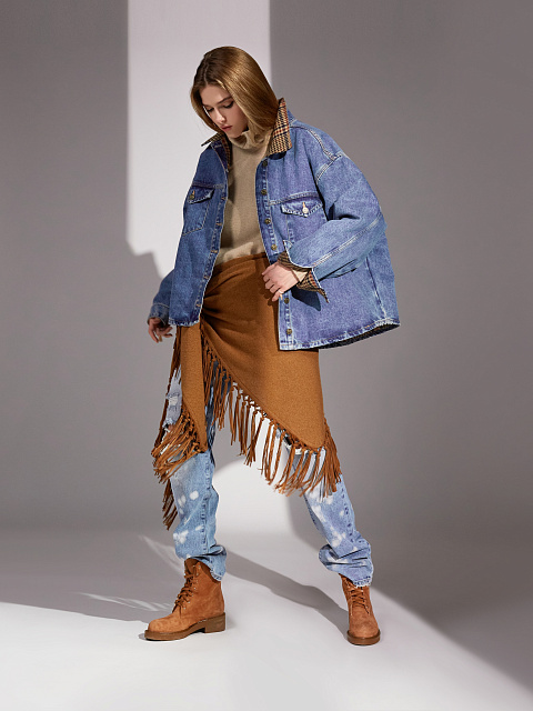 Синие рваные джинсы с разводами, 6