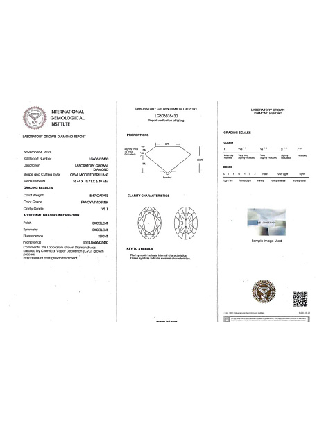 Колье с жемчугом розовым бриллиантом LG, 4