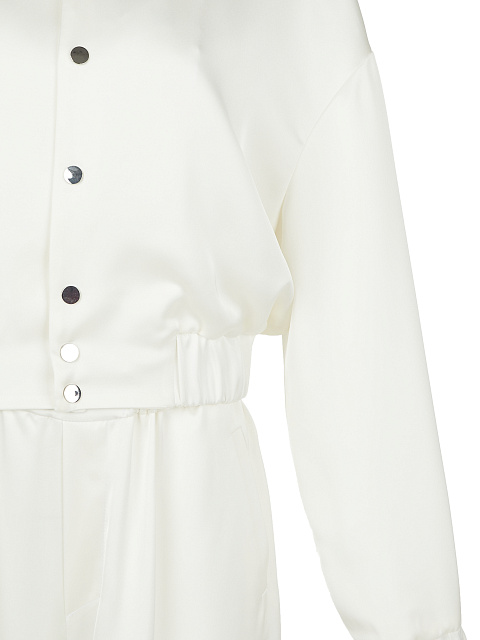 Белый атласный костюм из бомбера и брюк, 4