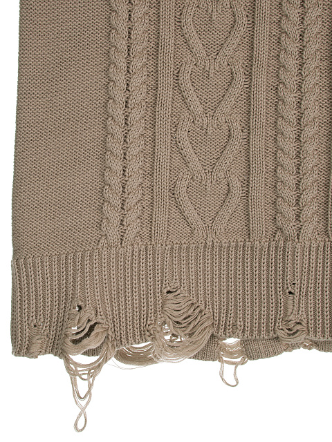 Бежевое вязаное платье-свитер с косами, 4