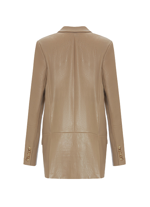 Темно-бежевый жакет из фактурной кожи, 2