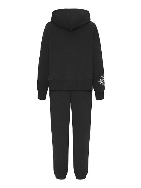 Черный костюм с принтом на рукавах, 2