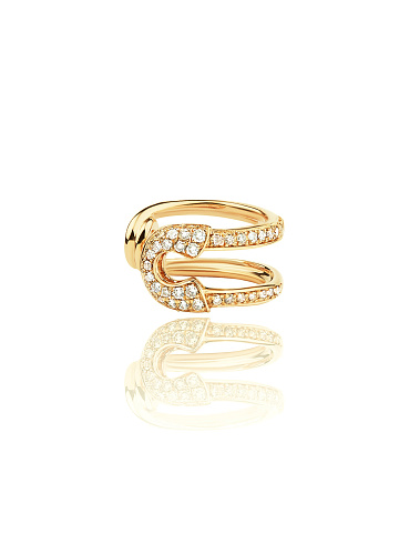 Кафф из желтого золота с бриллиантами круглой огранки, 1