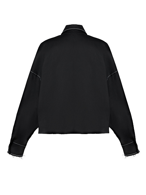 Укороченная черная хлопковая рубашка с вышивкой Love, 3