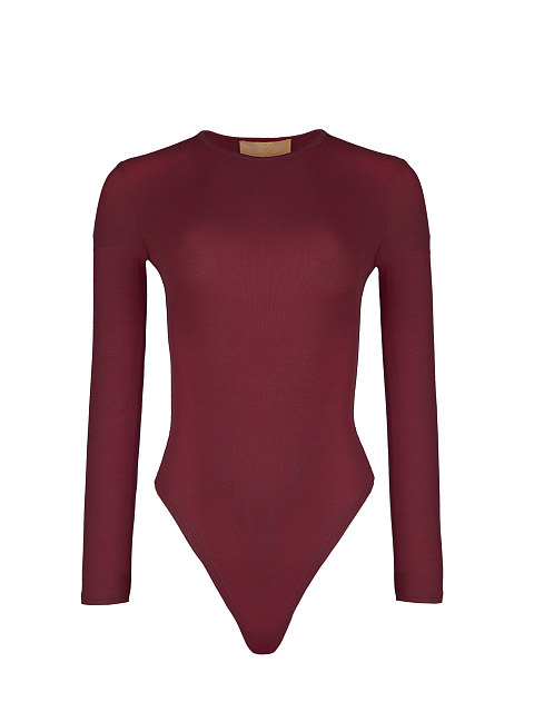 Бордовое боди с длинным рукавом и круглым вырезом, 1