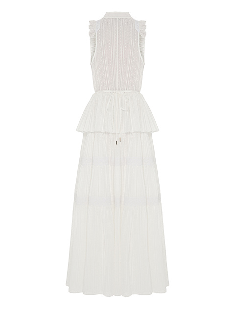 Белое платье-макси из хлопка с кружевом, 2