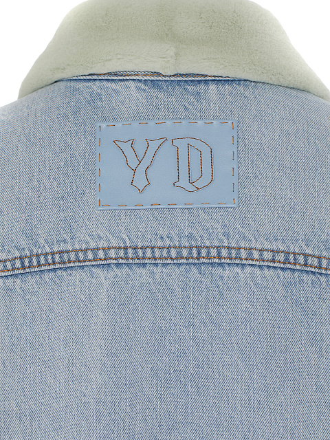 Голубая джинсовая куртка с подкладом из стриженного меха норки, 4