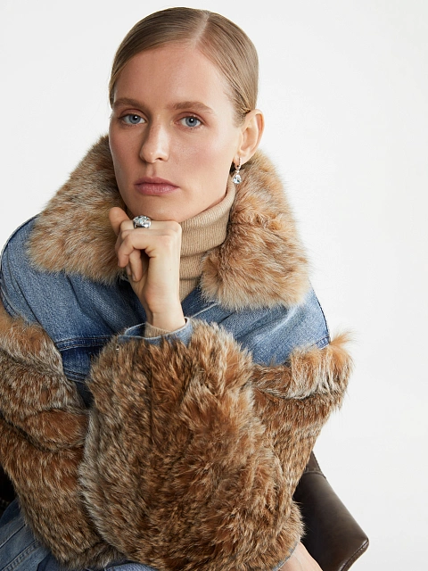 Куртка из меха рыси и денима, 12