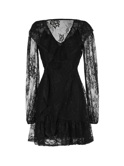 Черное кружевное платье-мини, 1