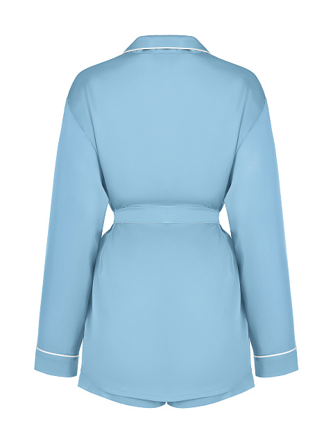 Голубая шелковая пижама с белым кантом, 3 Голубая шелковая пижама с белым кантом, 3